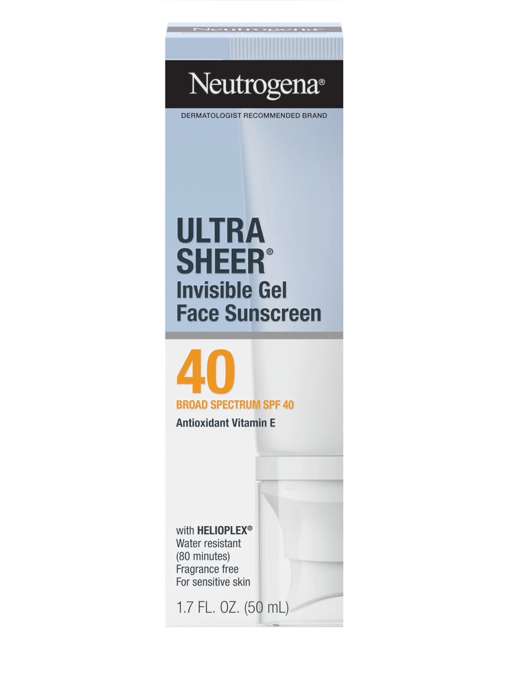 NWT Neutrogena SPF 40 Ultra Sheer Invisible Gel Face Sunscreen expiry 7/2027